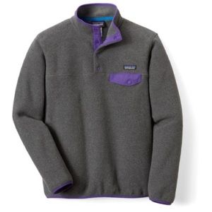 Patagonia Synchilla Snap Pullover in Charcoal Gray and Purple
